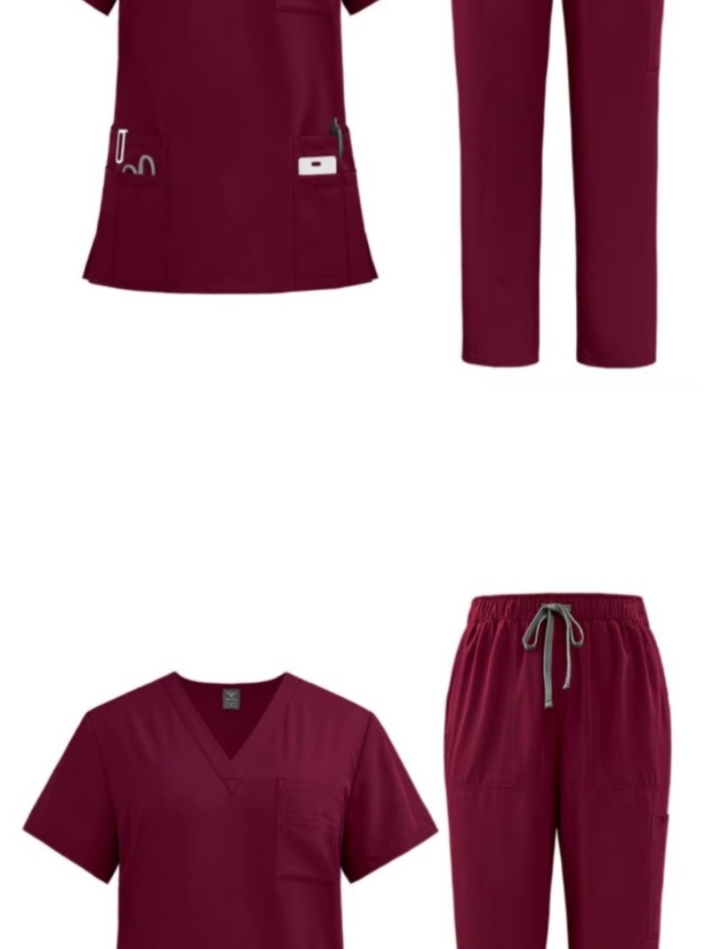 Women's V-Neck Scrub Set - Burgundy